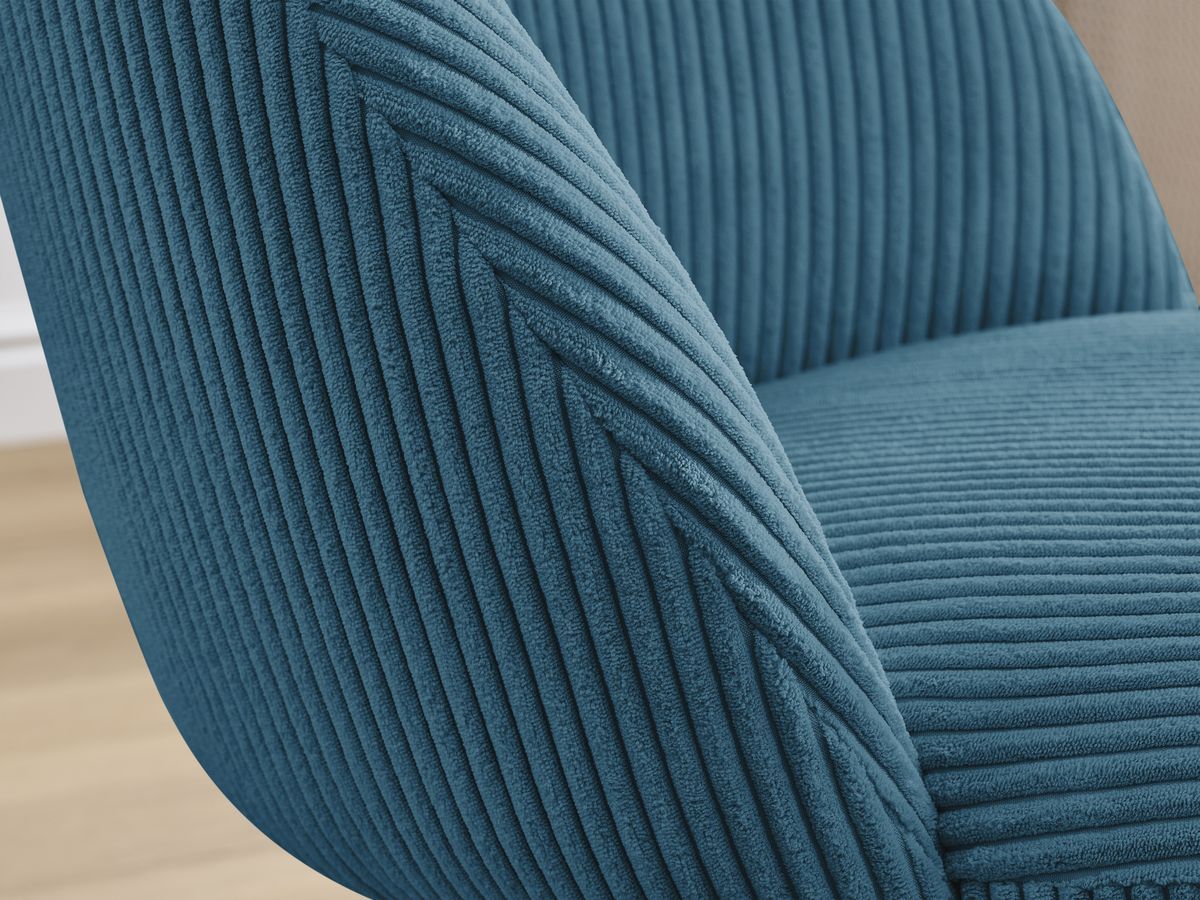 Bobochic Lalie Esszimmerstuhl mit Metallbeinen, schwarz Cordsamt Dunkelblau