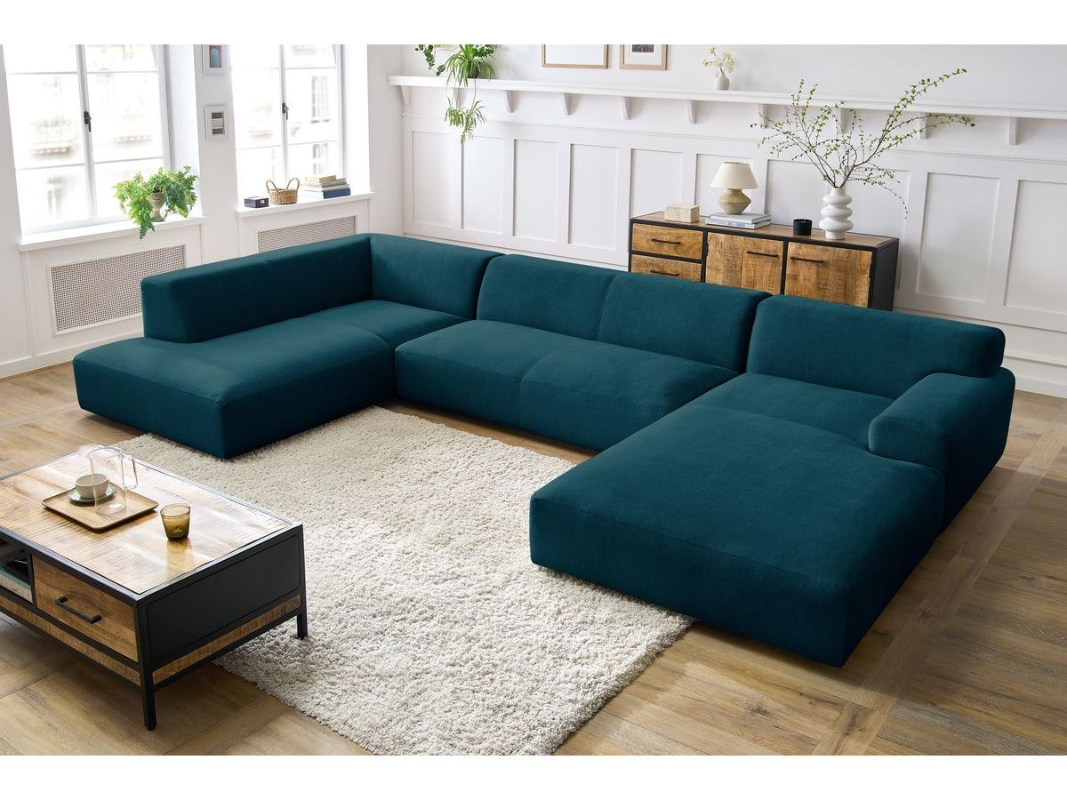 Bobochic Lavena Wohnlandschaft 399 × 220 cm Samt Dunkelblau Ecke rechts