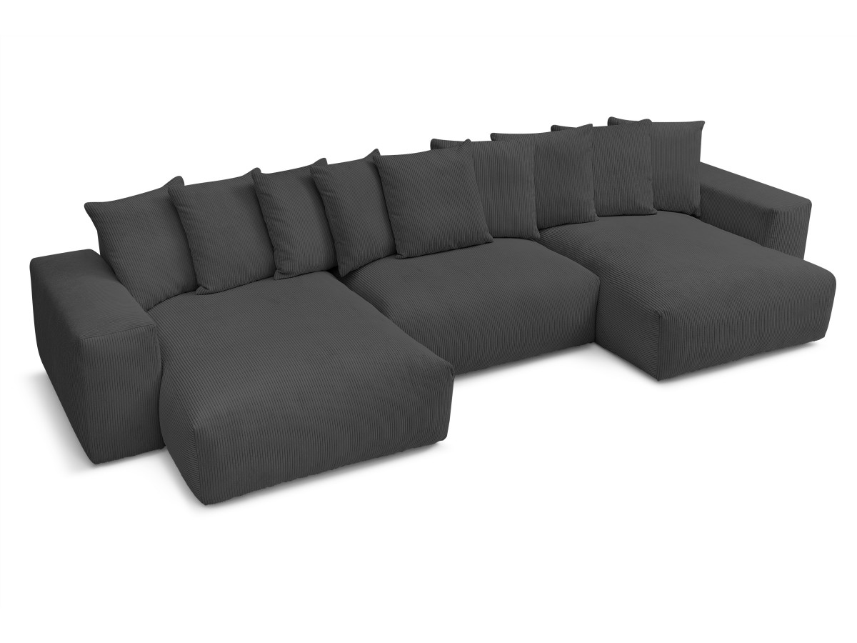 Bobochic Voltaire Wohnlandschaft 420 × 174 cm Cordsamt Dunkelgrau