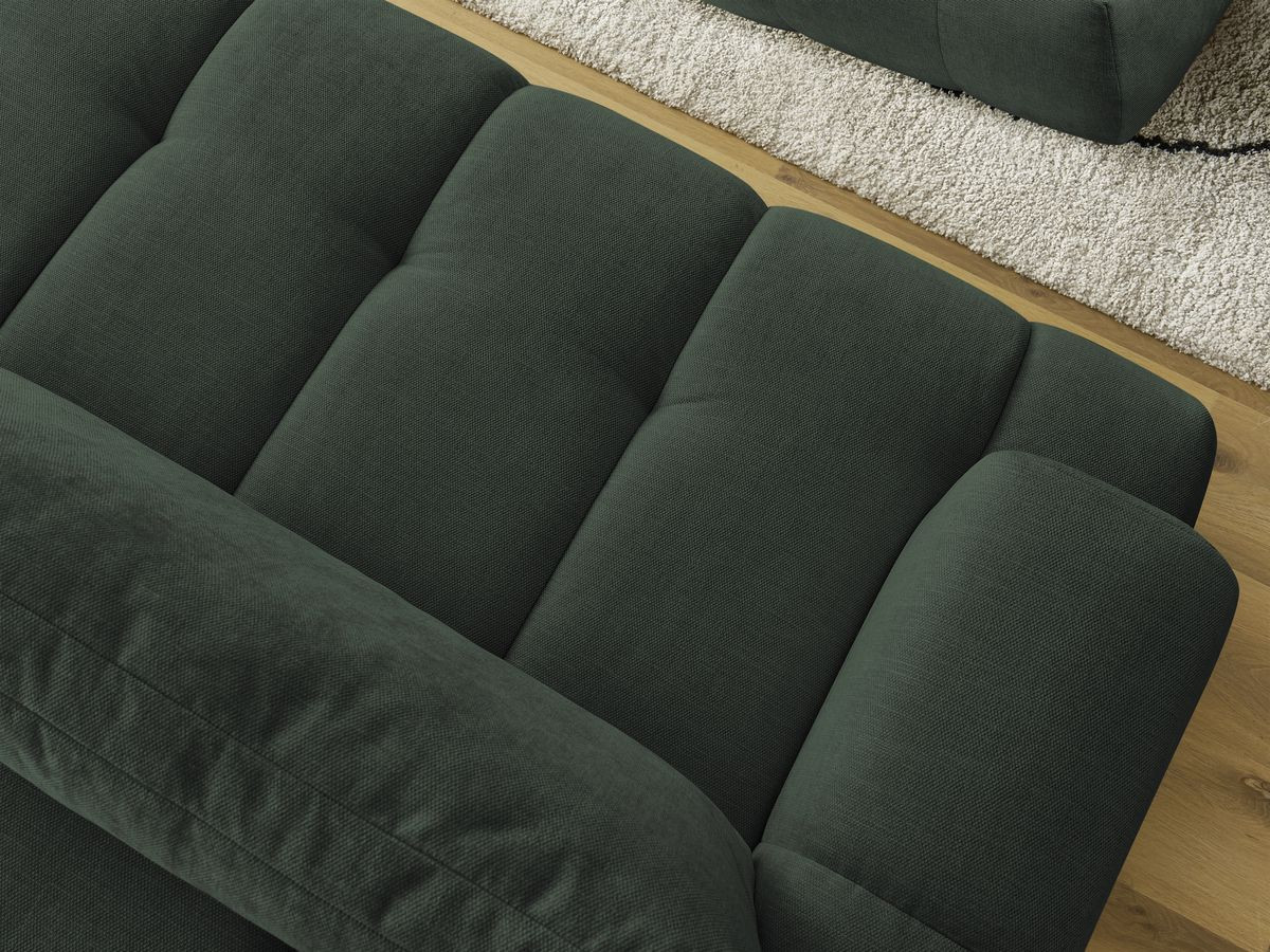Bobochic Fuji Schlafsofa 3-Sitzer mit Bettkasten und Pouf Stoff Grün