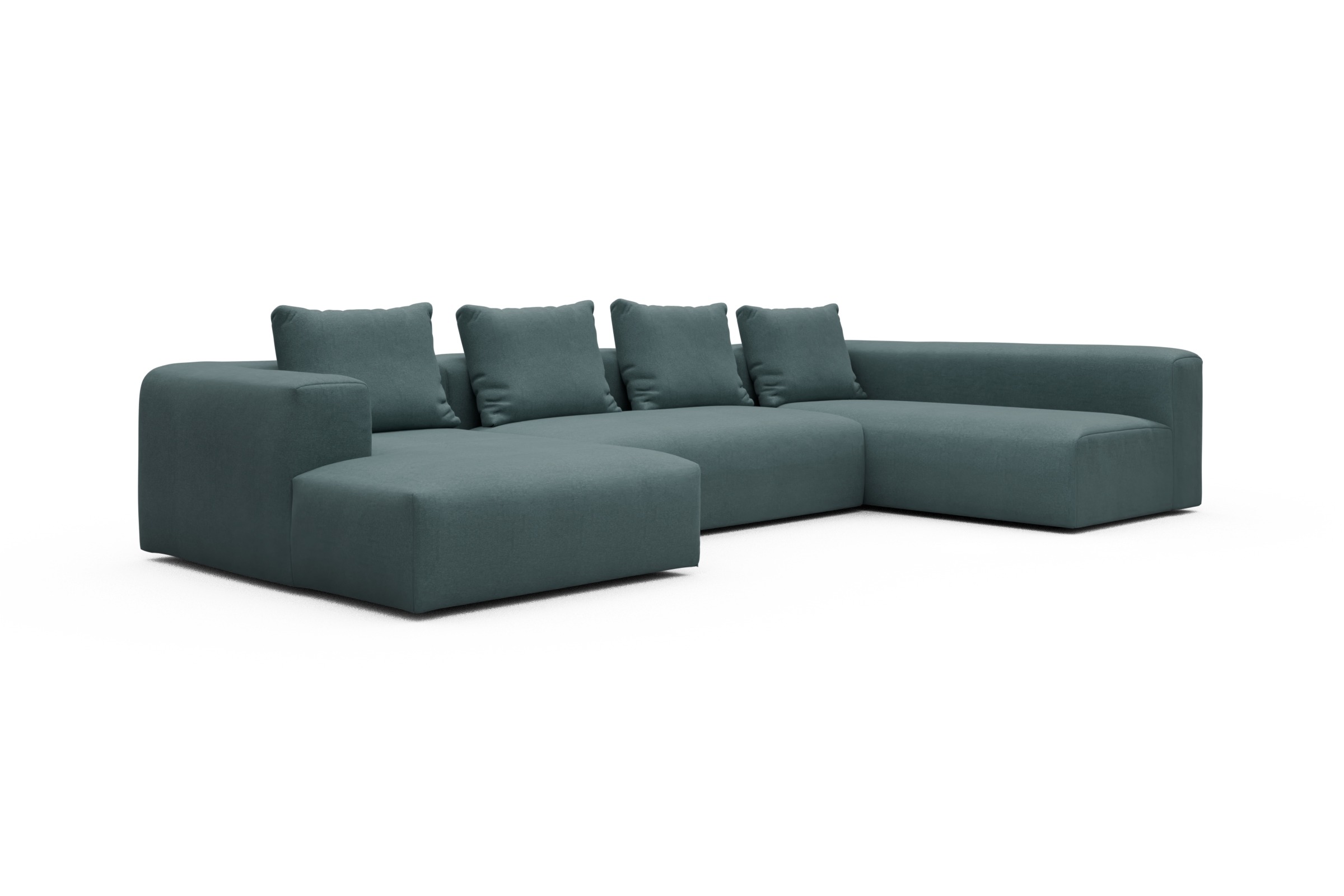 Wohnlandschaft Fred Chaiselongue links mit 2-Sitzer und lange Armlehne rechts Satya-Niagara