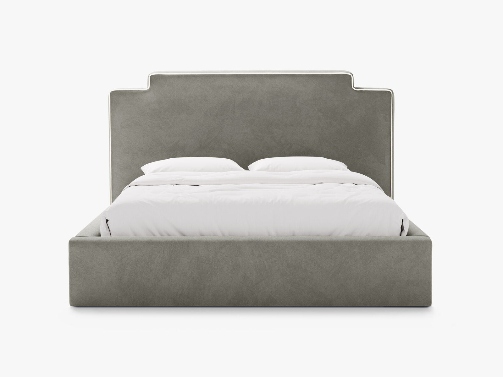 Micadoni Princess Samtbett mit Bettkasten und Kopfteil Samt Magic Velvet Elfenbein / Dunkelgrau 140x200