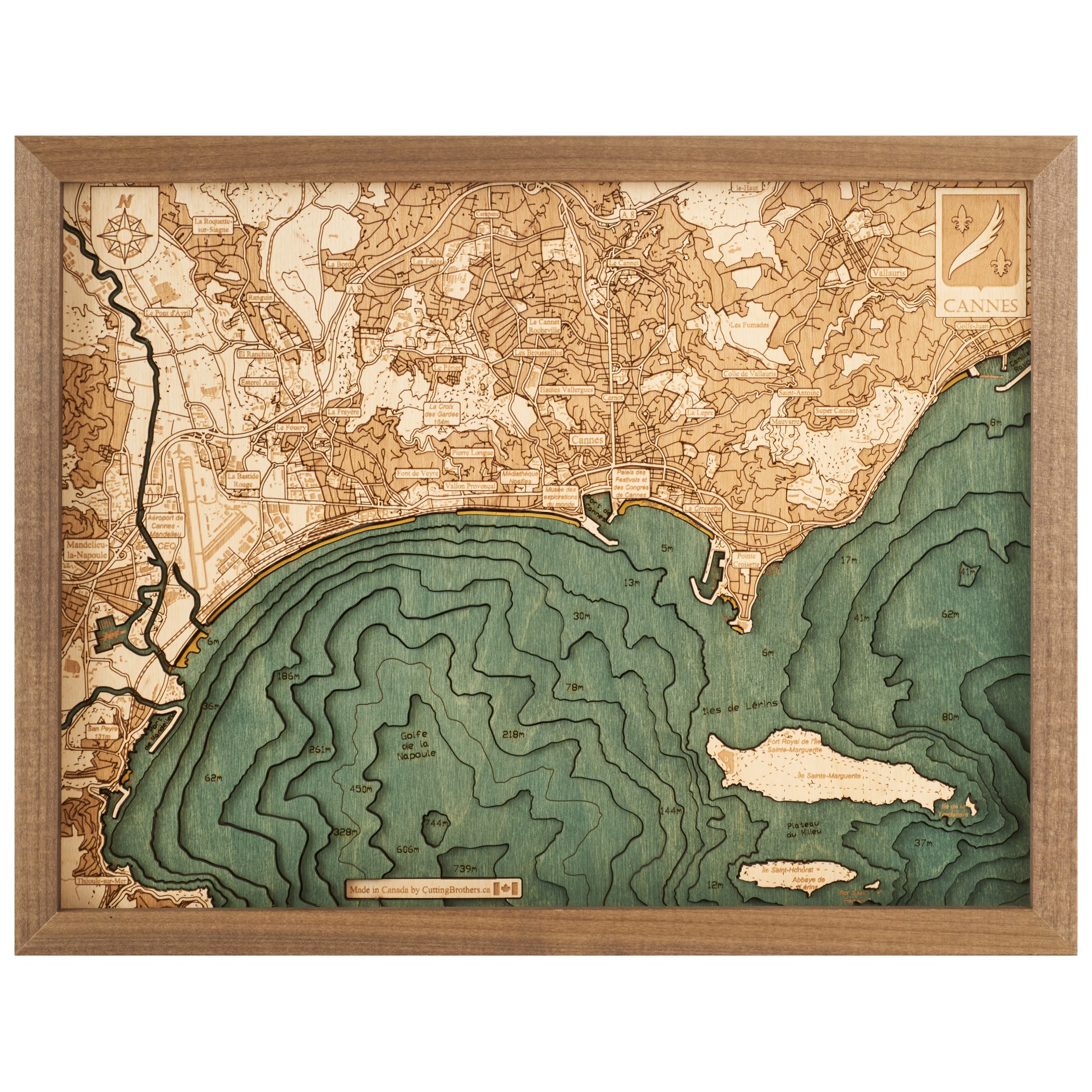 Cutting Brothers 3D Holz-Wandkarte Cannes 40.5 x 30.5 moebelfaktor