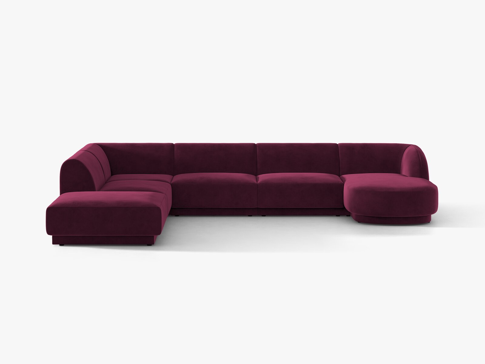 Micadoni Panorama-Ecksofa Miley 6-Sitzer Links Samt Venus Burgunder