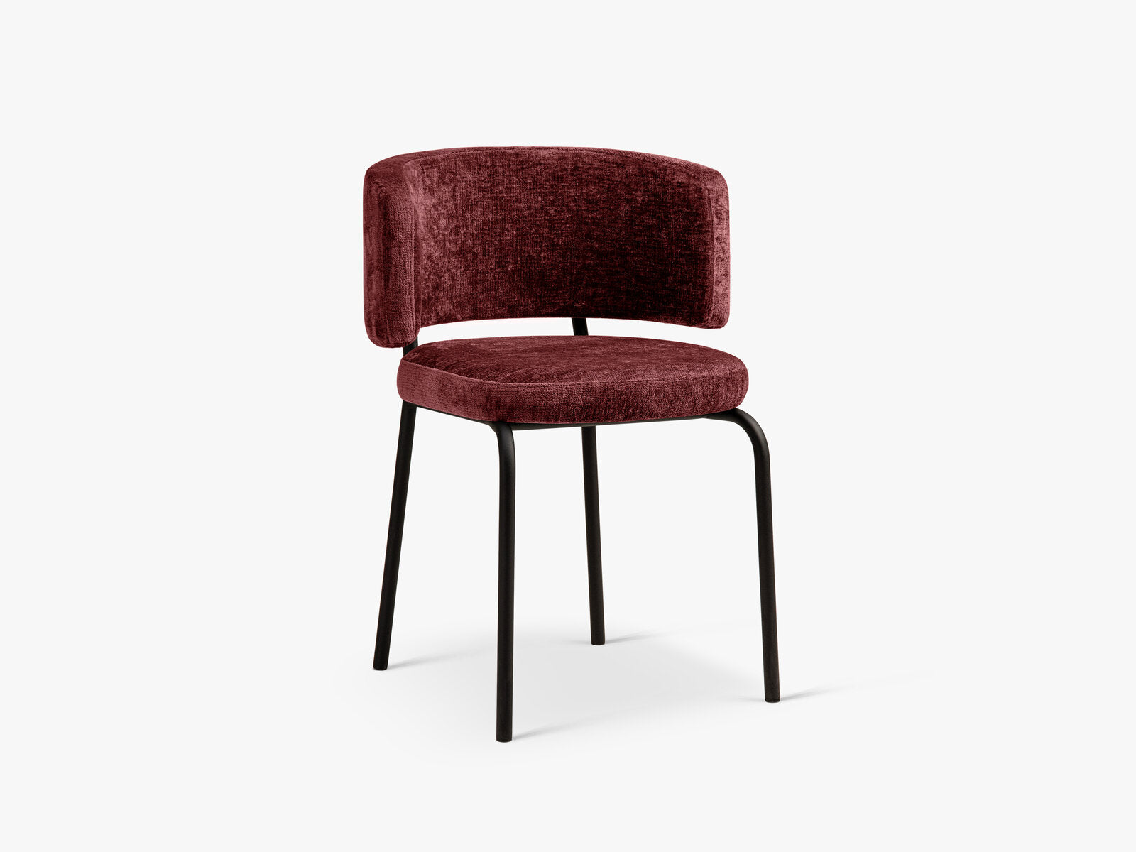 Micadoni Stuhl Dora Chenille Perfect Harmony Kirschbaum Metall Schwarz