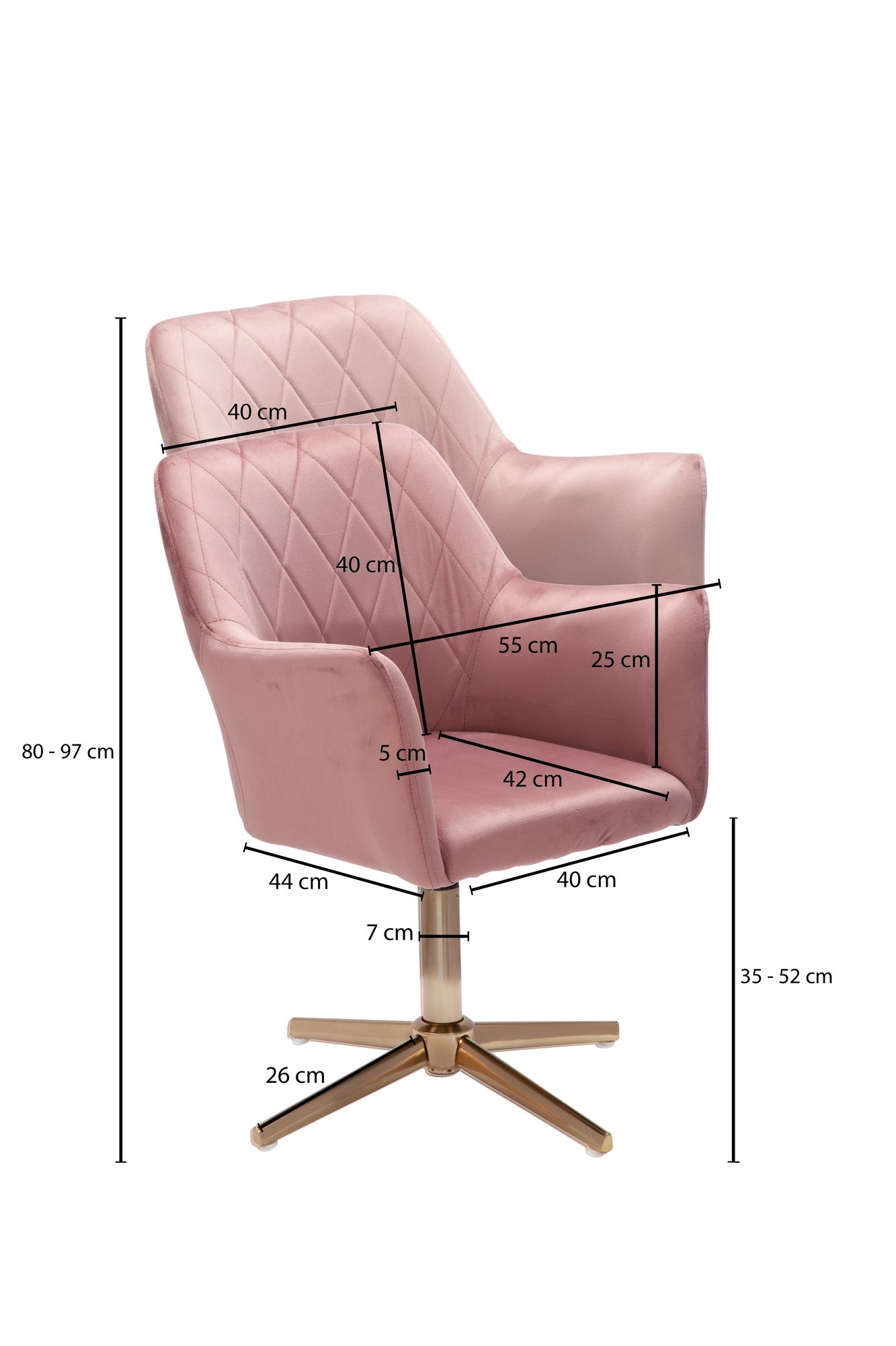 Esszimmerstuhl Voss Samt Rosa