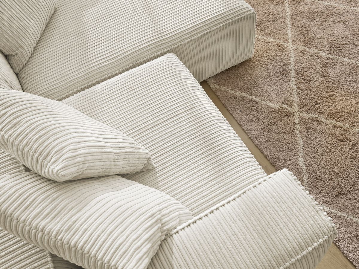 Bobochic Nina Ecksofa Cordsamt Beige Ecke rechts