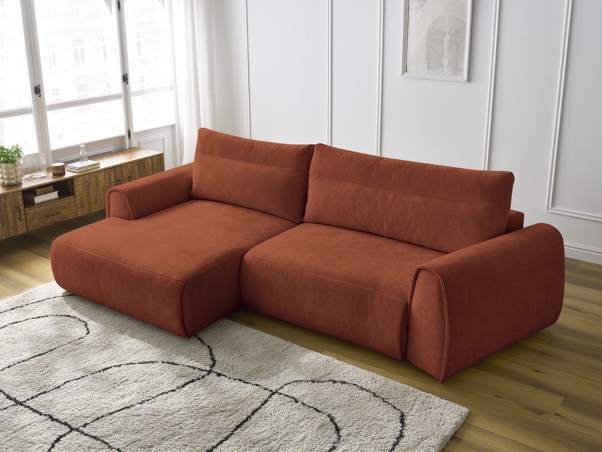 Bobochic Aden Ecksofa 293 × 152 cm Stoff Orange Ecke links
