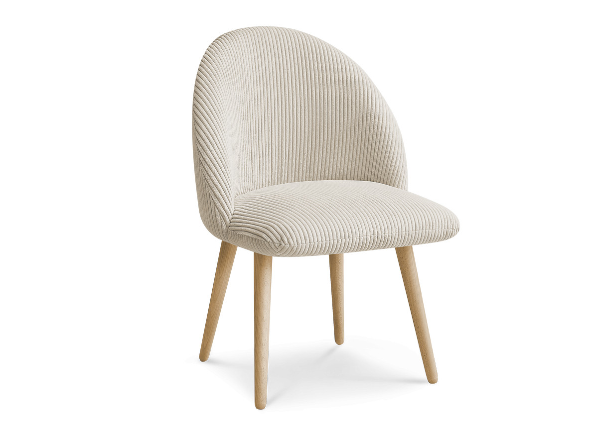 Bobochic Lalie Esszimmerstuhl mit skandinavischen Holzbeinen Cordsamt Beige