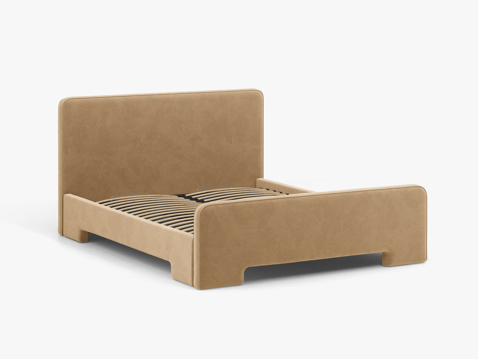 Micadoni Eda Bett mit Kopfteil Samt Casino Mandelbeige 140x200