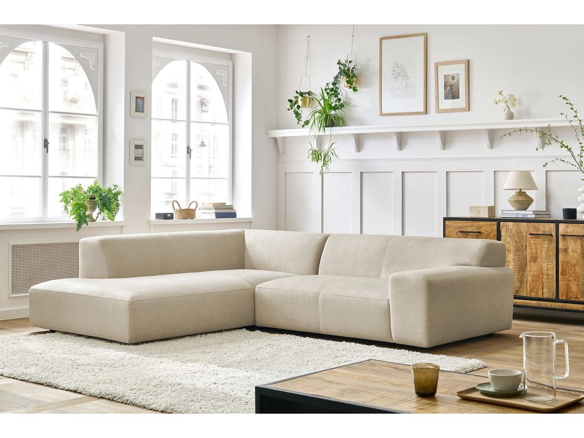 Bobochic Lavena Ecksofa 272 × 220 cm Samt Beige Ecke links