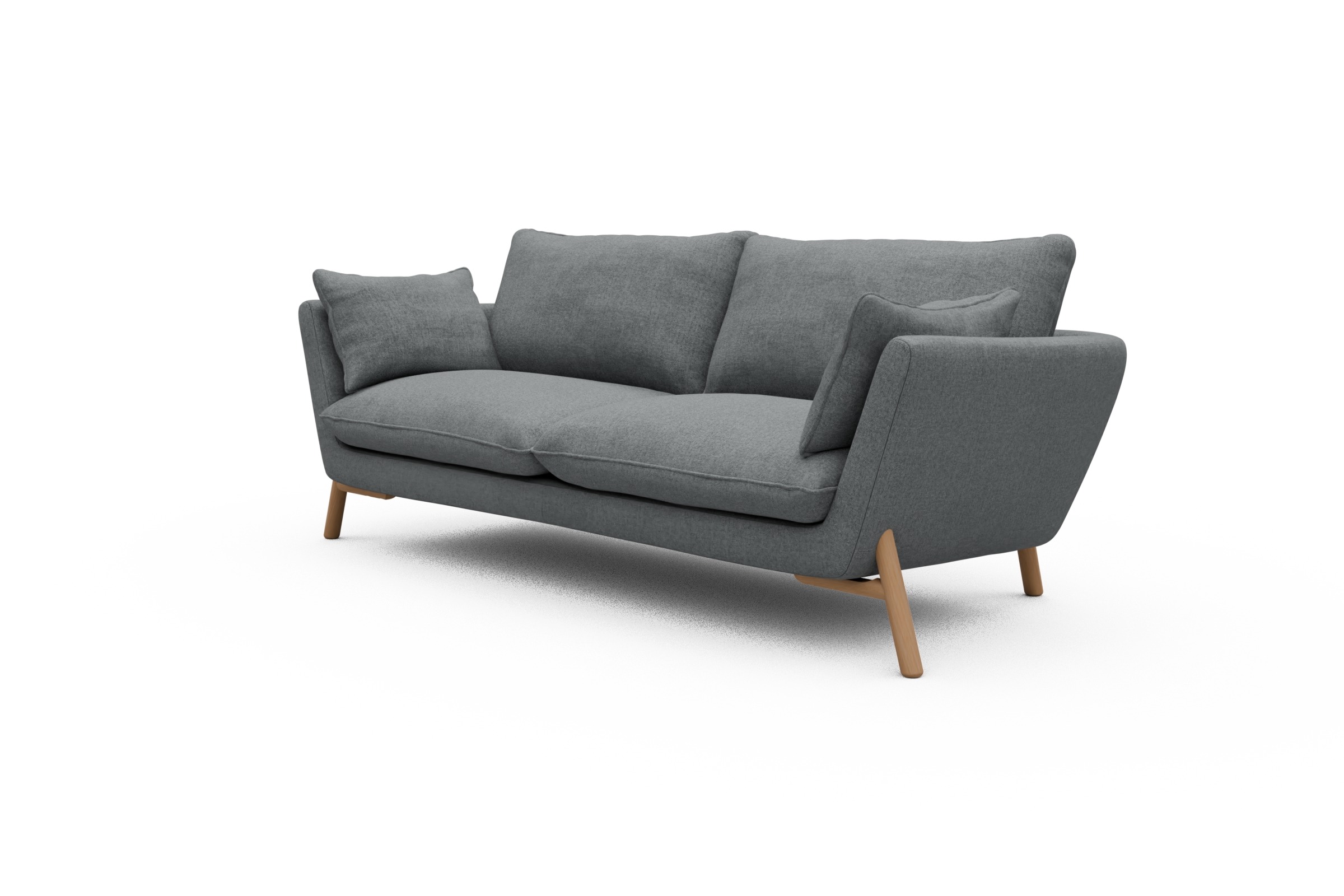Sofa Emil 3-Sitzer Beinfarbe Eiche Natur Casone-Gravel-Grey