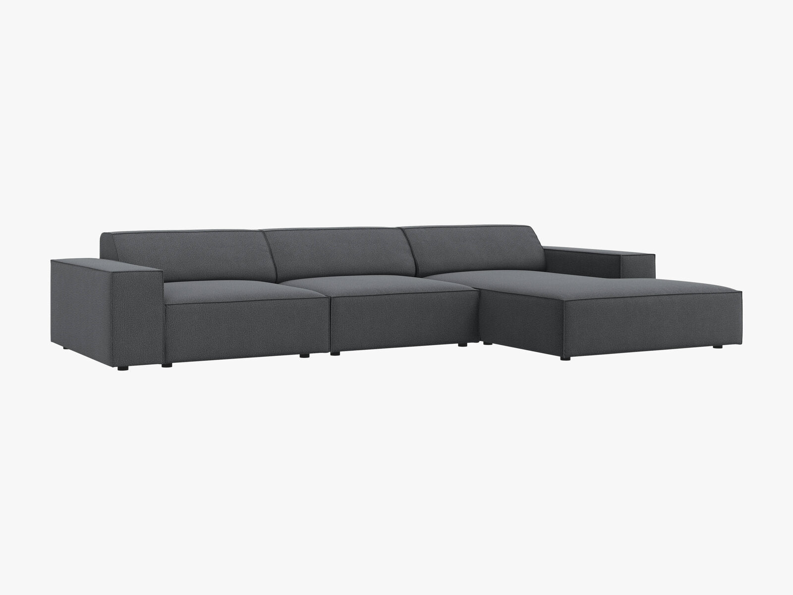 Micadoni Ecksofa Jodie 4-Sitzer Rechts Strukturierter Stoff Megan Dunkelgrau
