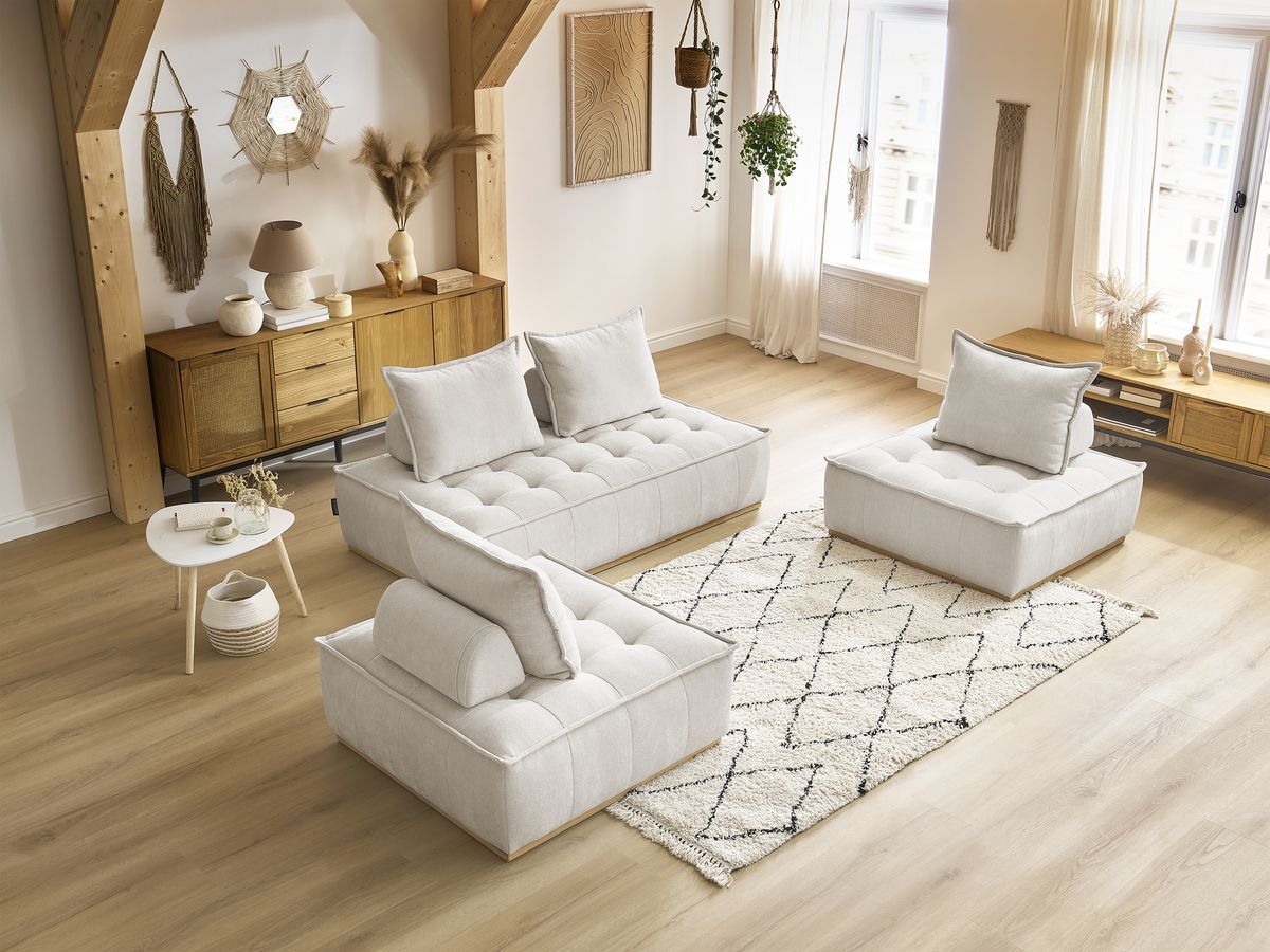 Bobochic Elisa Ecksofa Strukturstoff Weiß