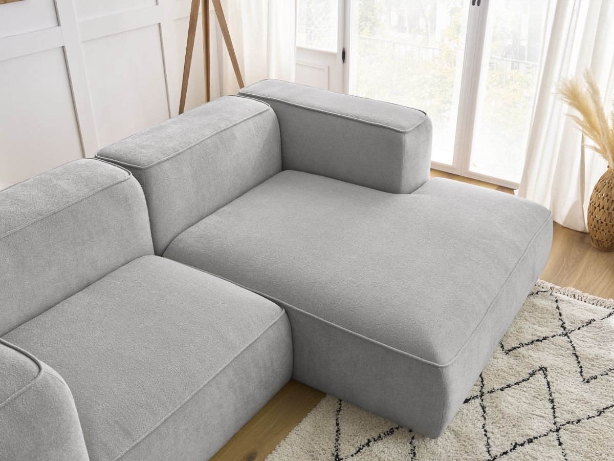 Bobochic Zephyr Ecksofa 260 × 165 cm Strukturstoff Hellgrau Ecke rechts