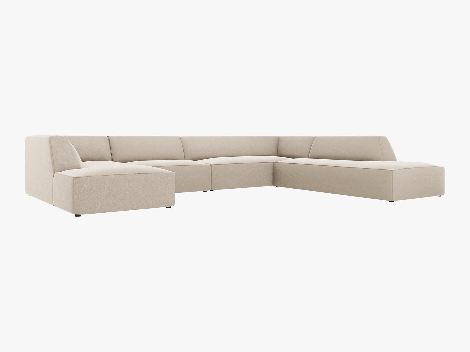 Micadoni Panorama-Ecksofa Ruby 7-Sitzer Rechts Samt Salvador Beige
