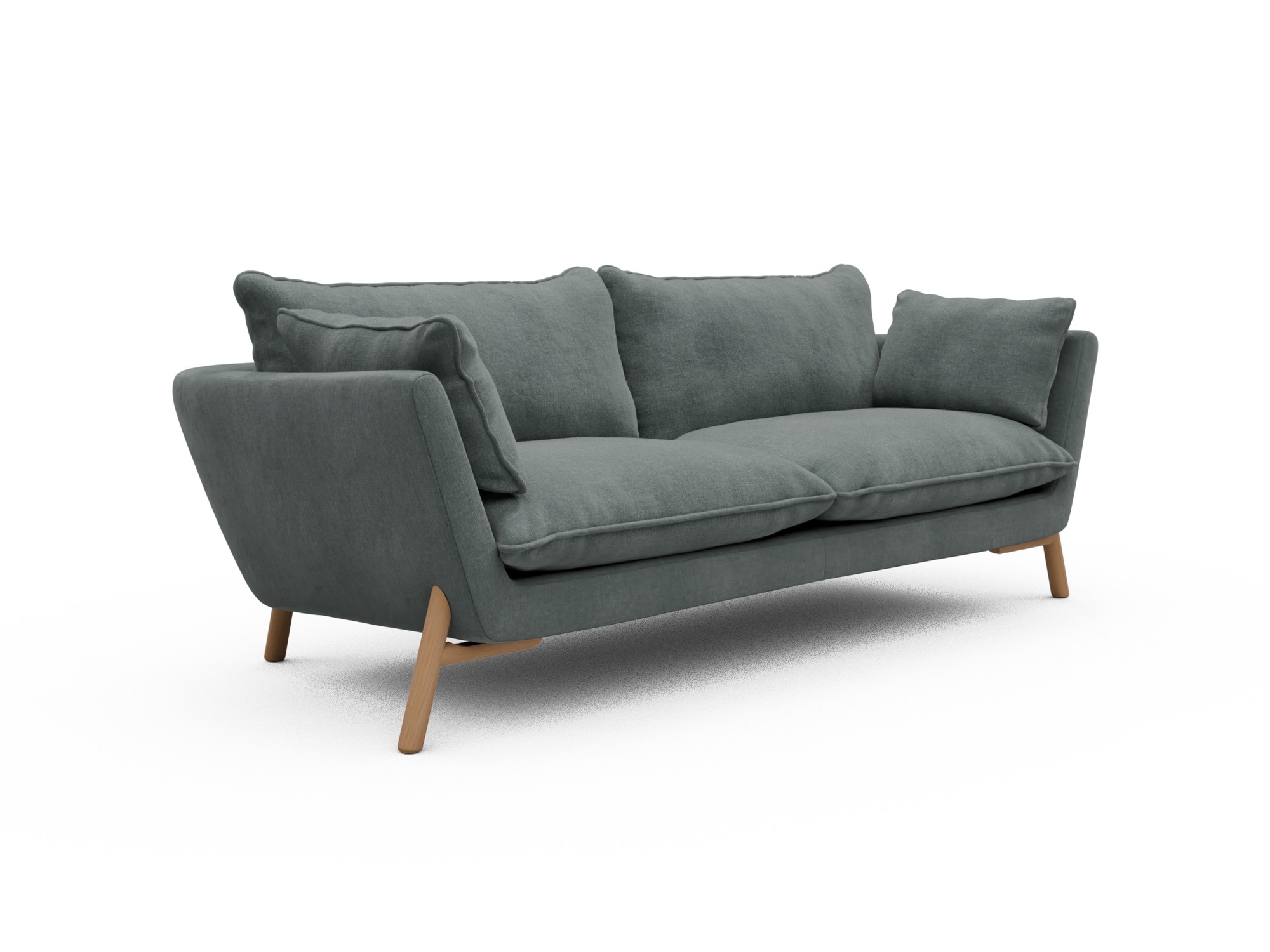 Skandi Home Sofa Emil Soft 3-Sitzer Beinfarbe Eiche Natur Smooth-Silver-Grey moebelfaktor