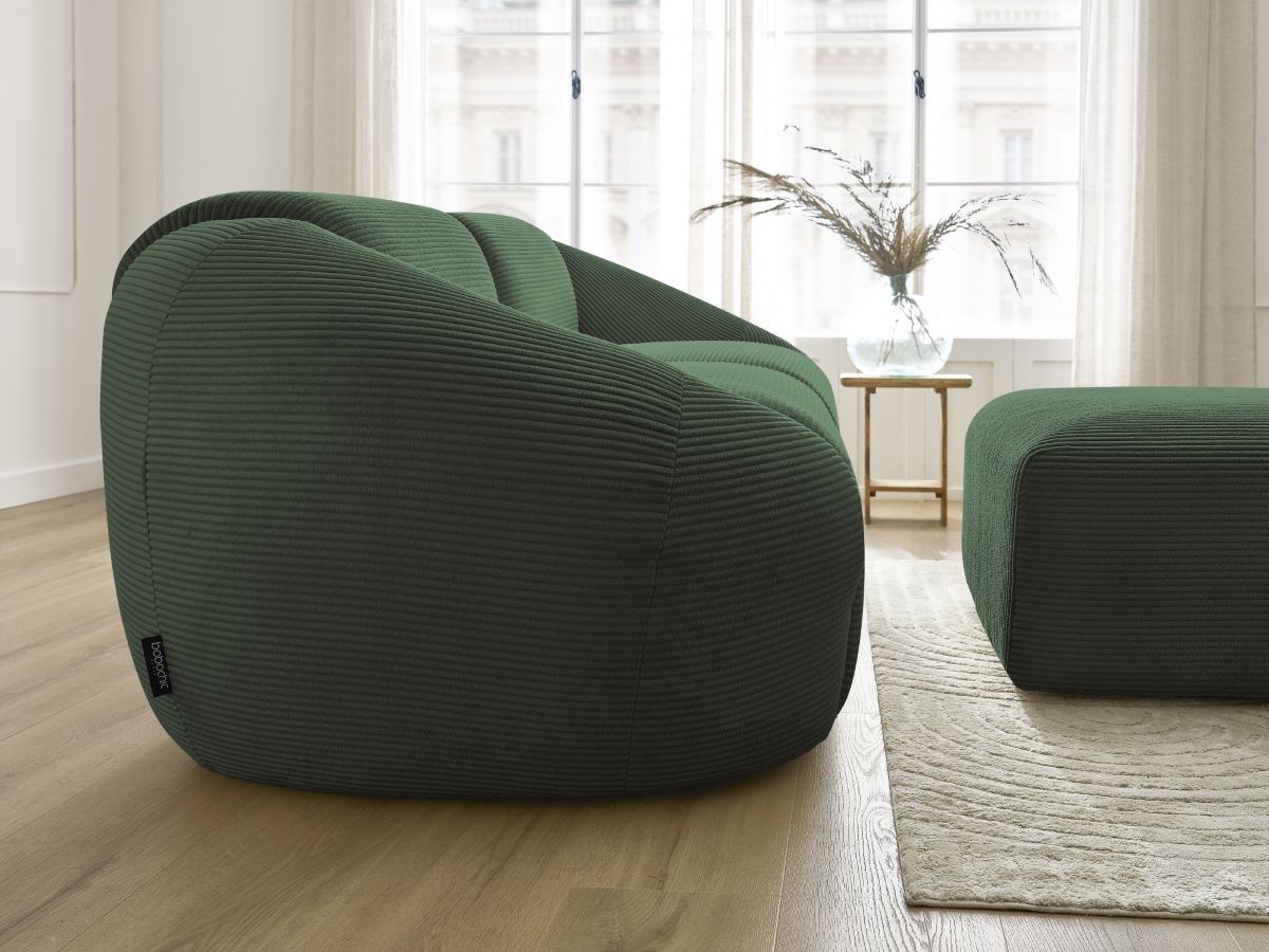 Bobochic Tina Sofa 4-Sitzer mit Pouf Cordsamt Grün