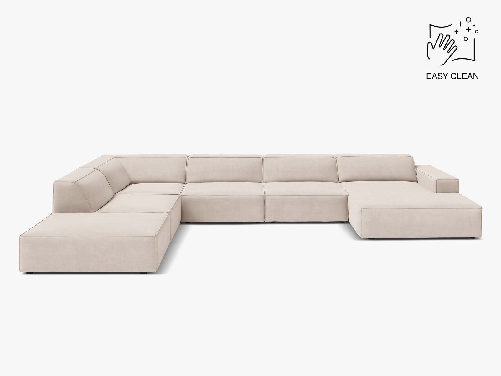 Micadoni Panorama-Ecksofa Jodie 7-Sitzer Samt Venus Helles Beige Links