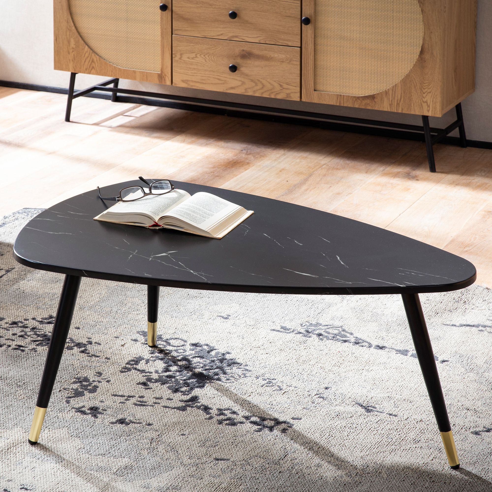 Couchtisch Ringstad Marmoroptik Schwarz 90 × 60 × 41 cm