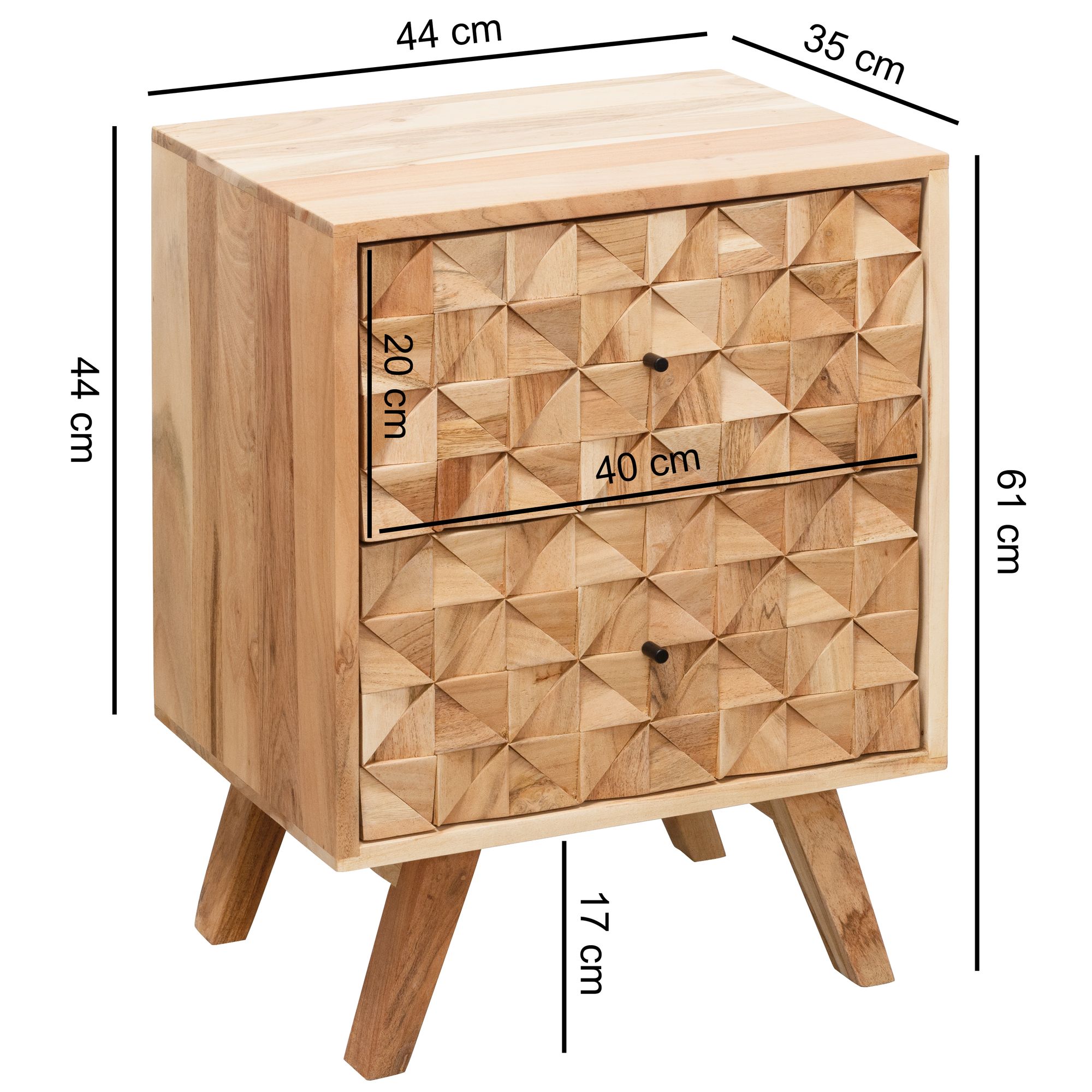 Nachttisch Nordfjord Akazie Massivholz 44 × 35 × 61 cm