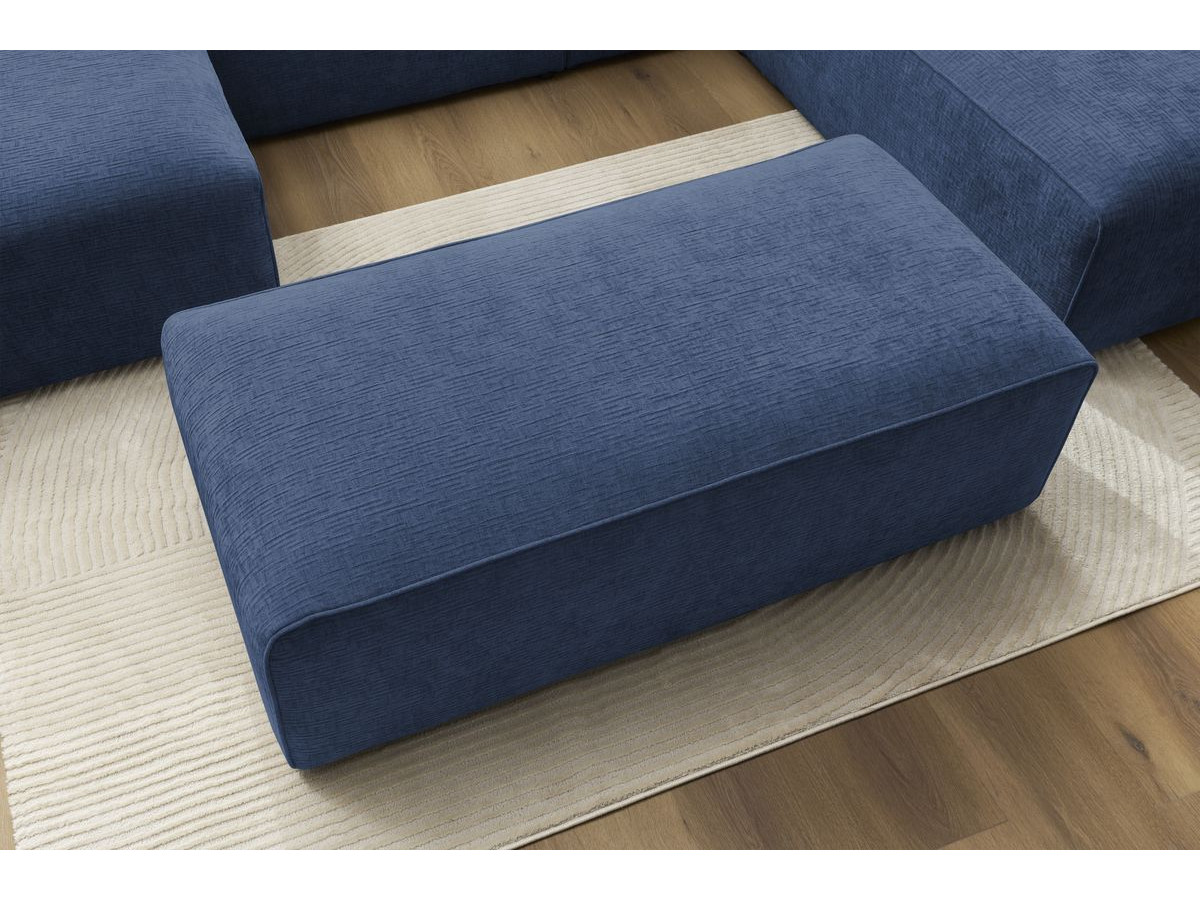 Bobochic Megeve Wohnlandschaft mit Pouf Strukturstoff Dunkelblau Ecke links