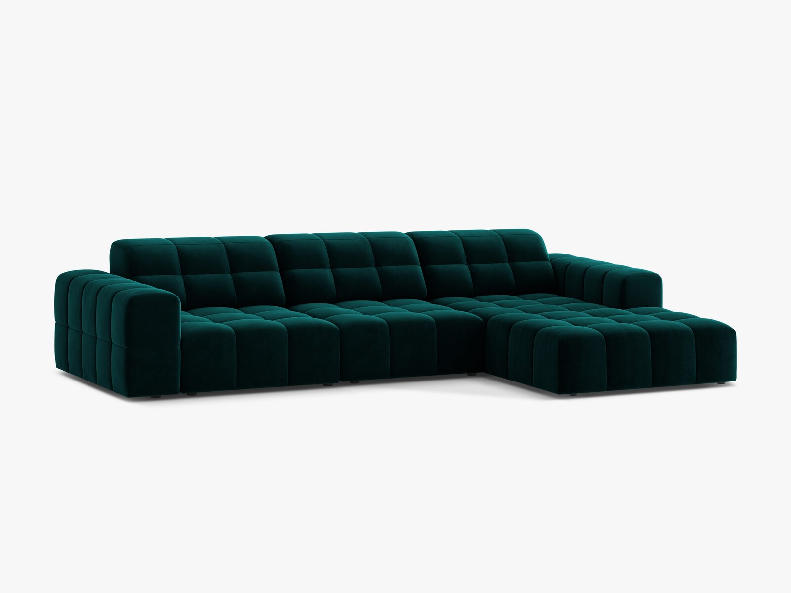 Micadoni Ecksofa Jennifer 4-Sitzer Samt Venus Dunkel Petrol Rechts