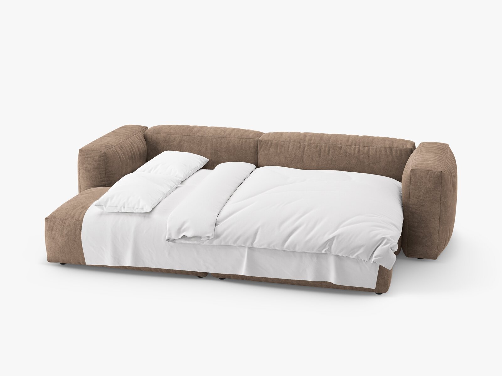 Micadoni Martina Ecksofa 4-Sitzer mit Schlaffunktion Links Samt Vogue Dunkelbeige