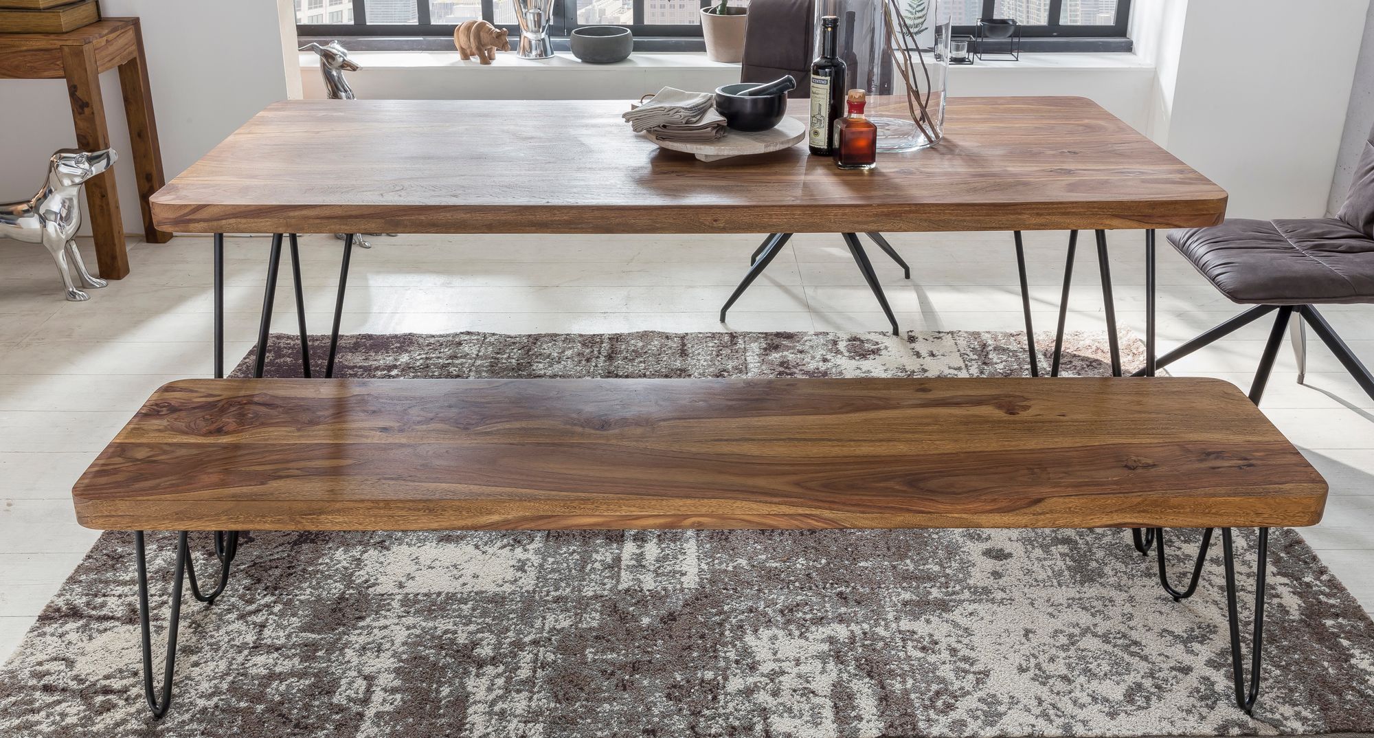 Sitzbank Agdenes Massivholz Dunkelbraun 120 cm