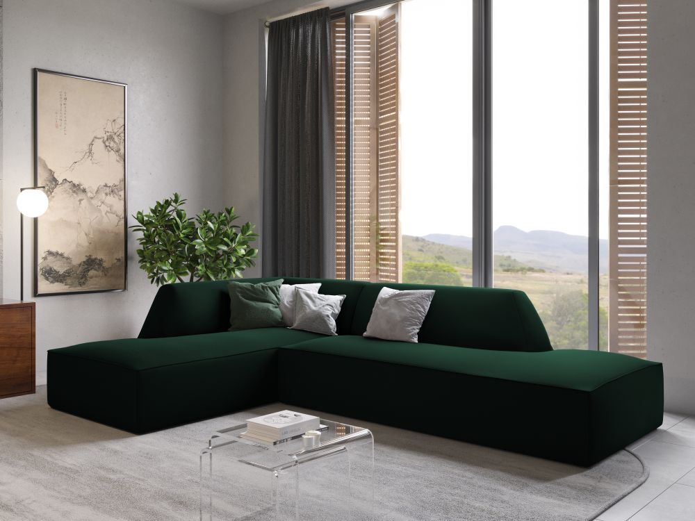 Cosmopolitan Design Ecksofa Siena 4-Sitzer offen Samt Salvador Flaschengrün Links