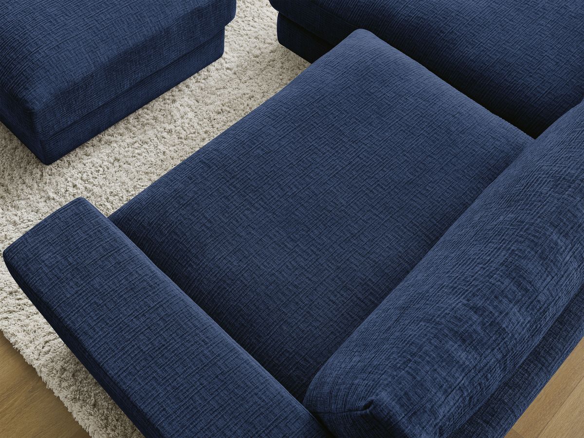 Bobochic Leonard Ecksofa mit Pouf 274 × 159 cm Strukturstoff Dunkelblau Ecke links