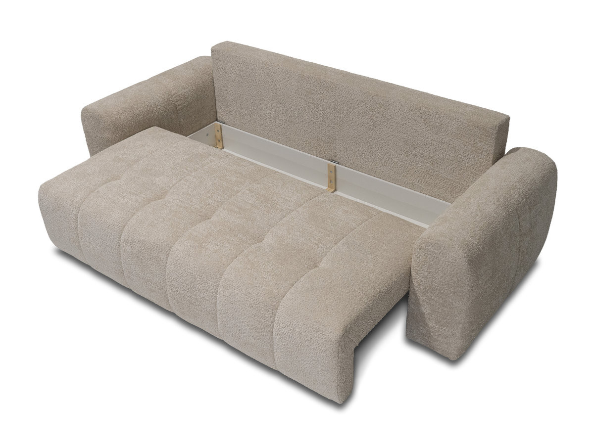Bobochic Roxelane Schlafsofa 3-Sitzer mit Bettkasten Bouclé-Stoff Beige