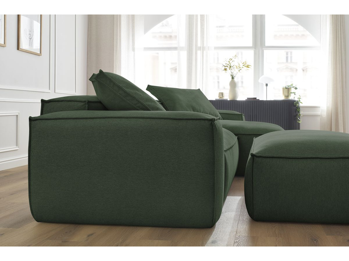 Bobochic Boheme Ecksofa mit Pouf Melange-Stoff Grün