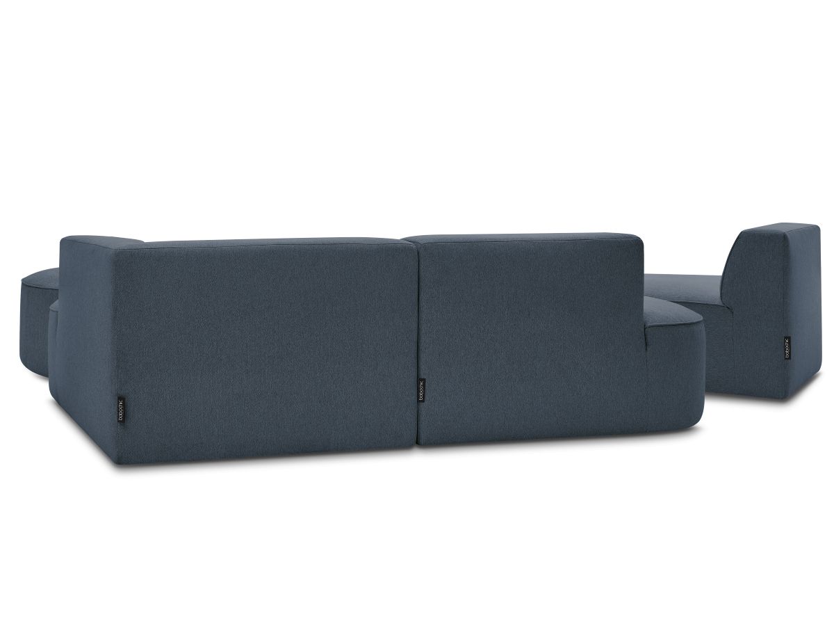 Bobochic Rousseau Ecksofa mit Sofamodul und Pouf Melange-Stoff Dunkelblau Ecke rechts
