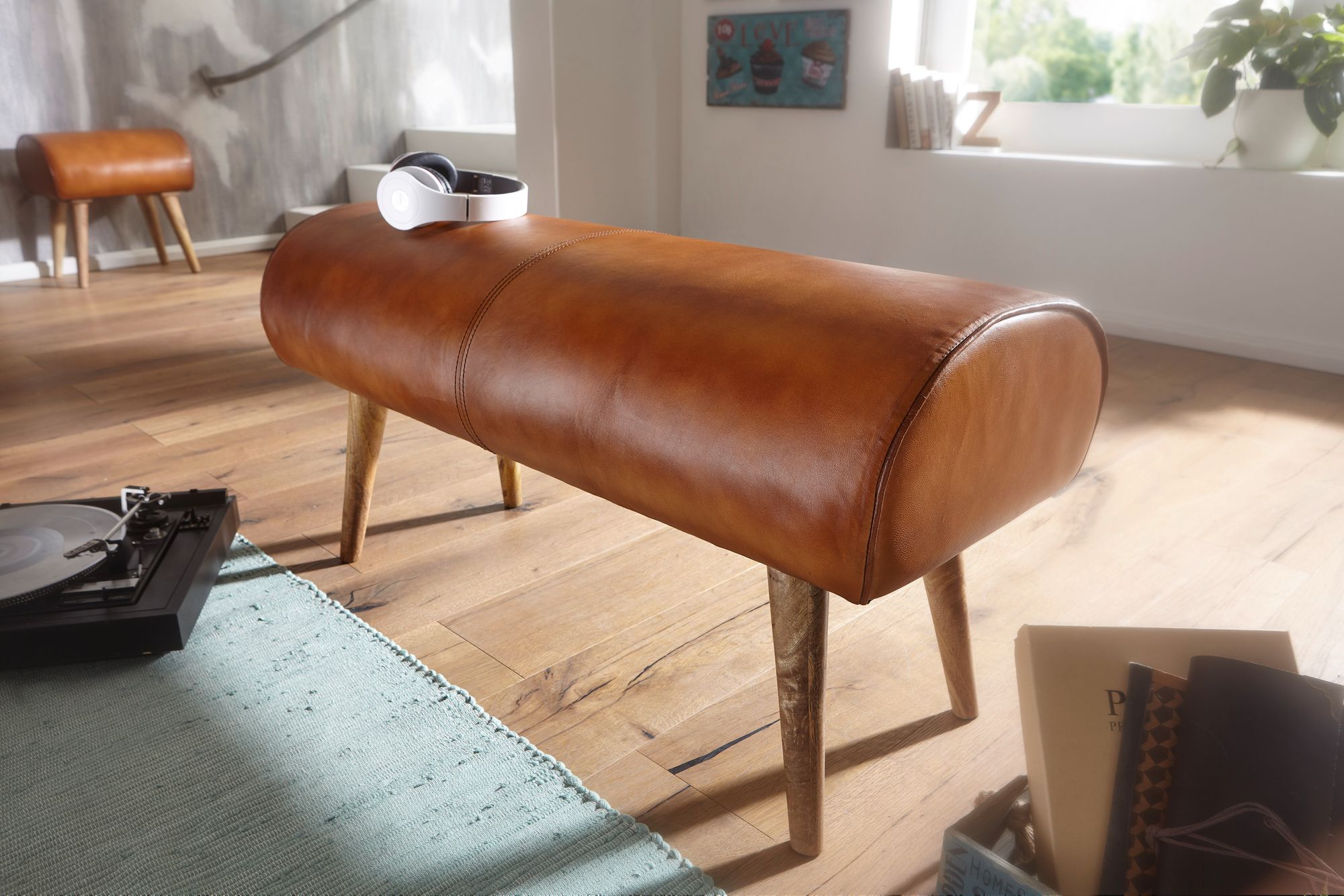 Sitzbank Thisted Echtleder Braun 100 × 40 × 53 cm