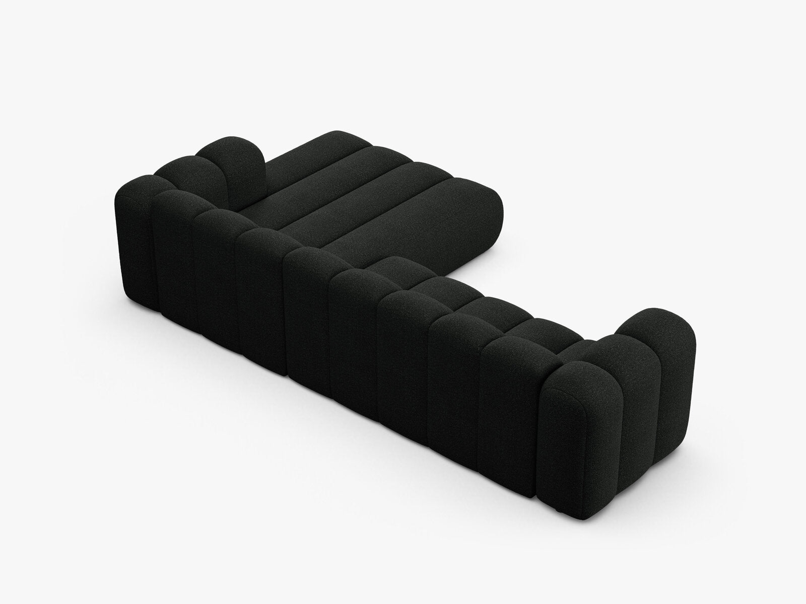 Micadoni Modulares Ecksofa Lupine 4-Sitzer Rechts Boucle Baloo Schwarz