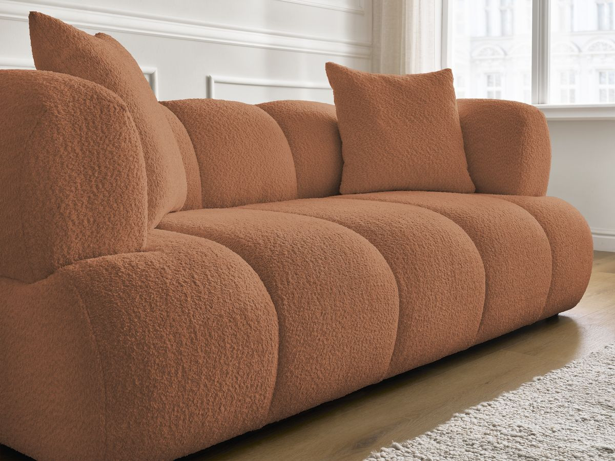 Bobochic Pamira Sofa 2-Sitzer Bouclé-Stoff Orange