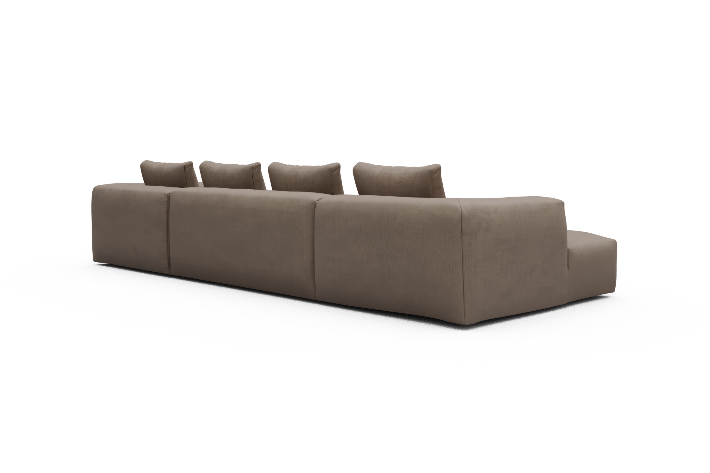 Wohnlandschaft Fred Relax-Ecke rechts mit 2-Sitzer und Chaiselongue links Cordufine-Biege