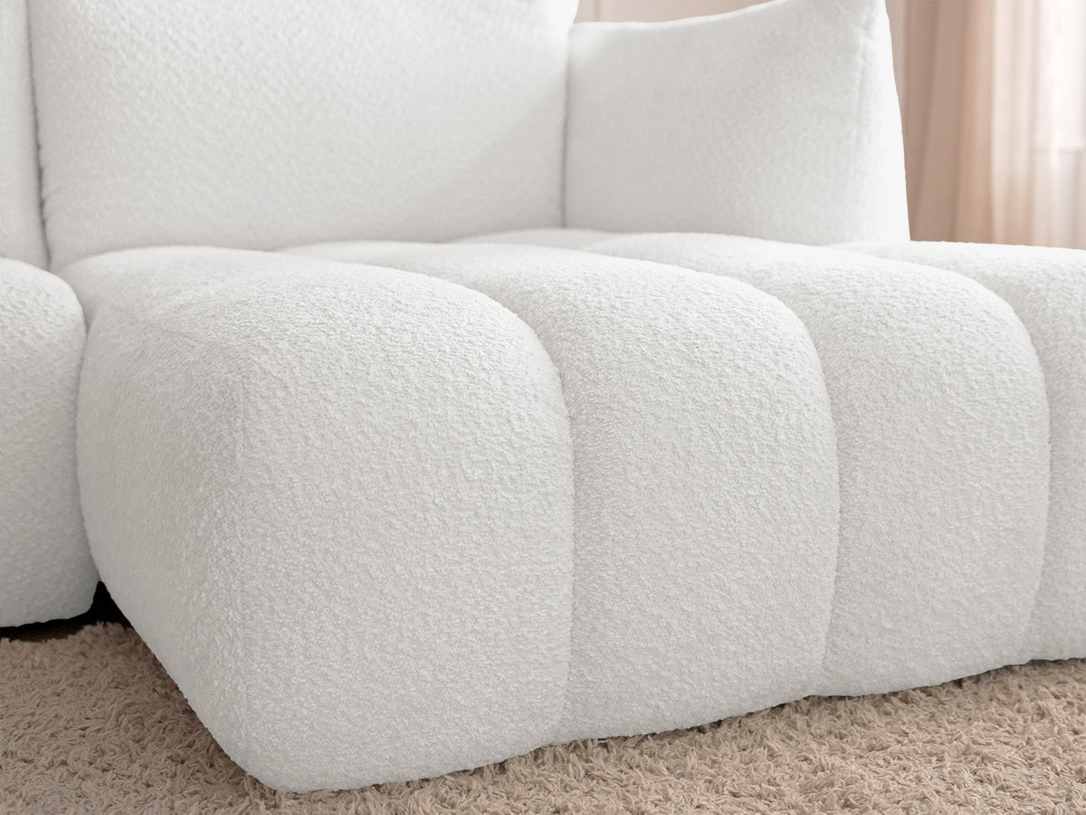 Bobochic Azra Ecksofa 319 × 178 cm Bouclé-Stoff Weiß Ecke rechts
