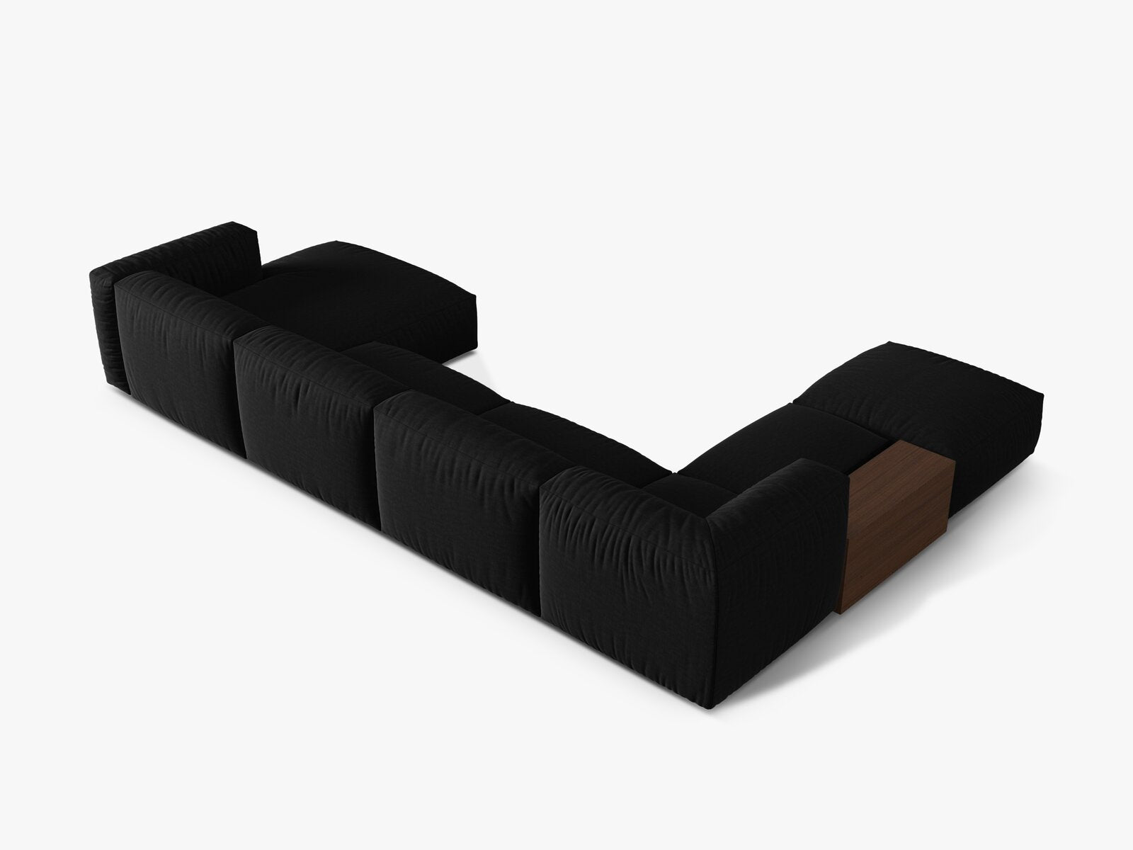 Micadoni Panorama-Ecksofa Martina 5-Sitzer Links Strukturierter Stoff Schwarz