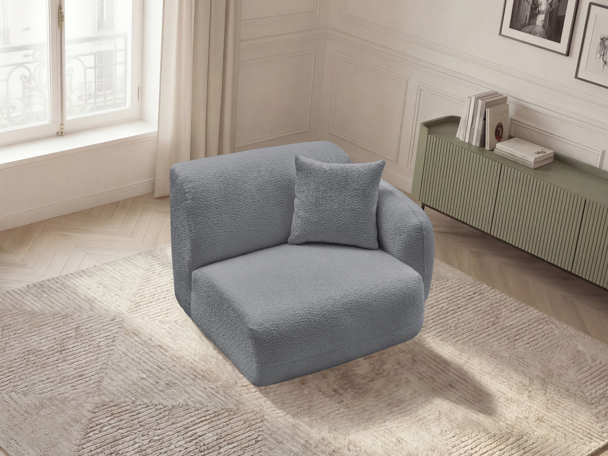 Bobochic Anda Sofamodul 1-Sitzer 104 × 103 cm Chenille Grau Ecke rechts