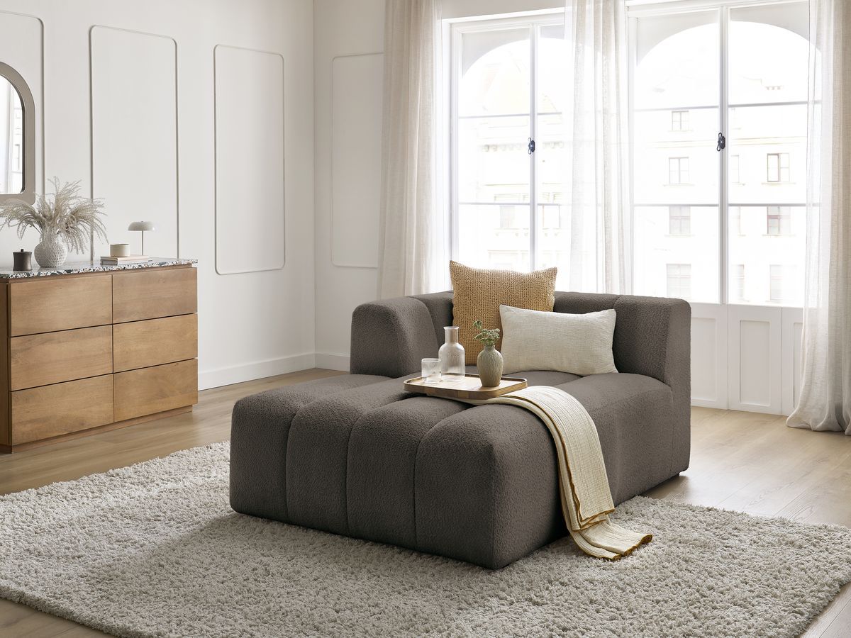 Bobochic Annecy Méridienne-Modul Bouclé-Stoff Braun Ecke links