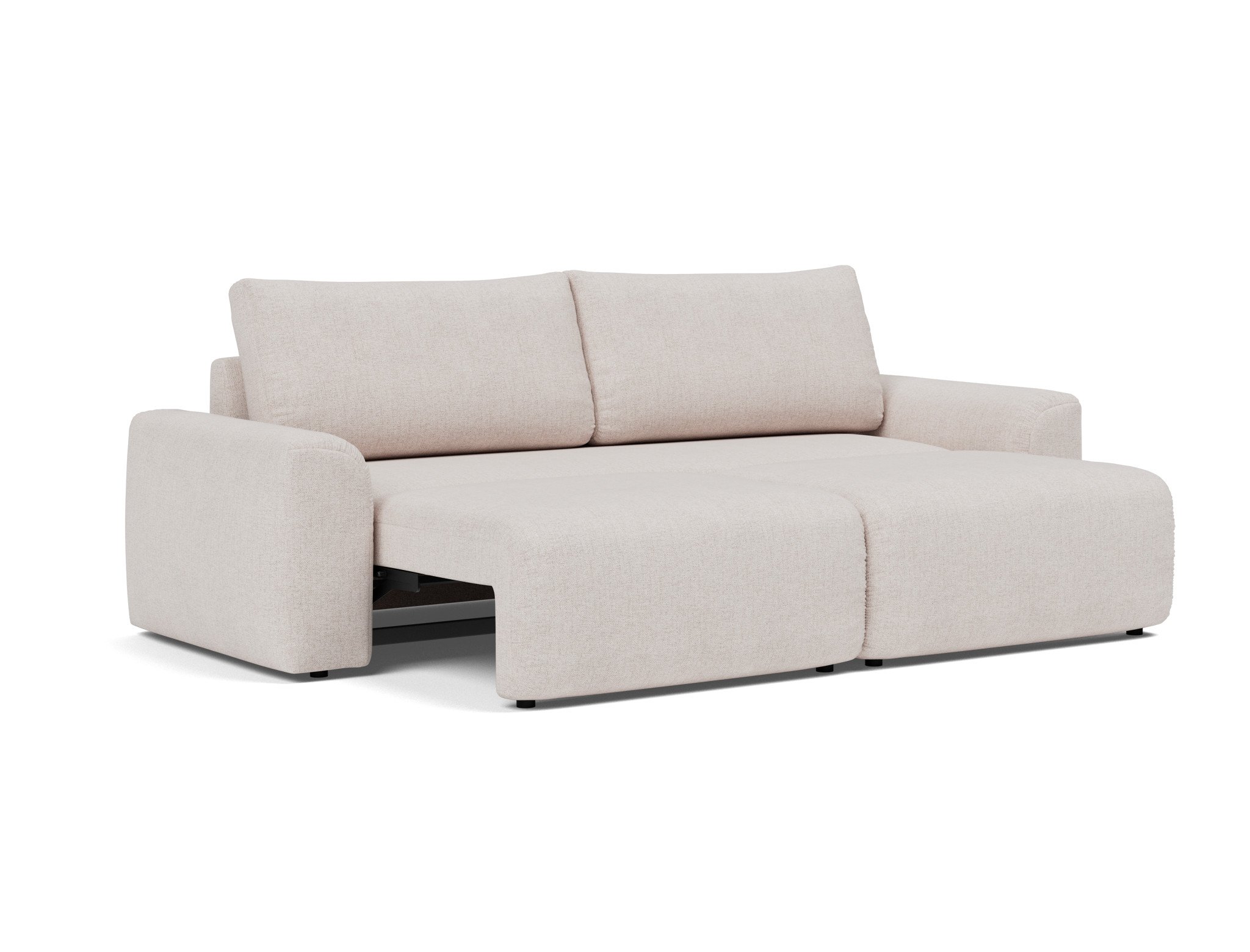 Schlafsofa Norum mit Chunky-Armlehnen Strukturierter Stoff Weda 300-Weda-Sand