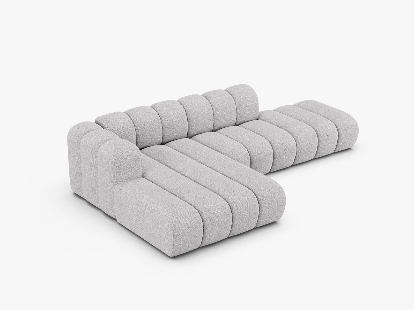 Micadoni Modulares Ecksofa offen Lupine 5-Sitzer Links Boucle Baloo Hellgrau