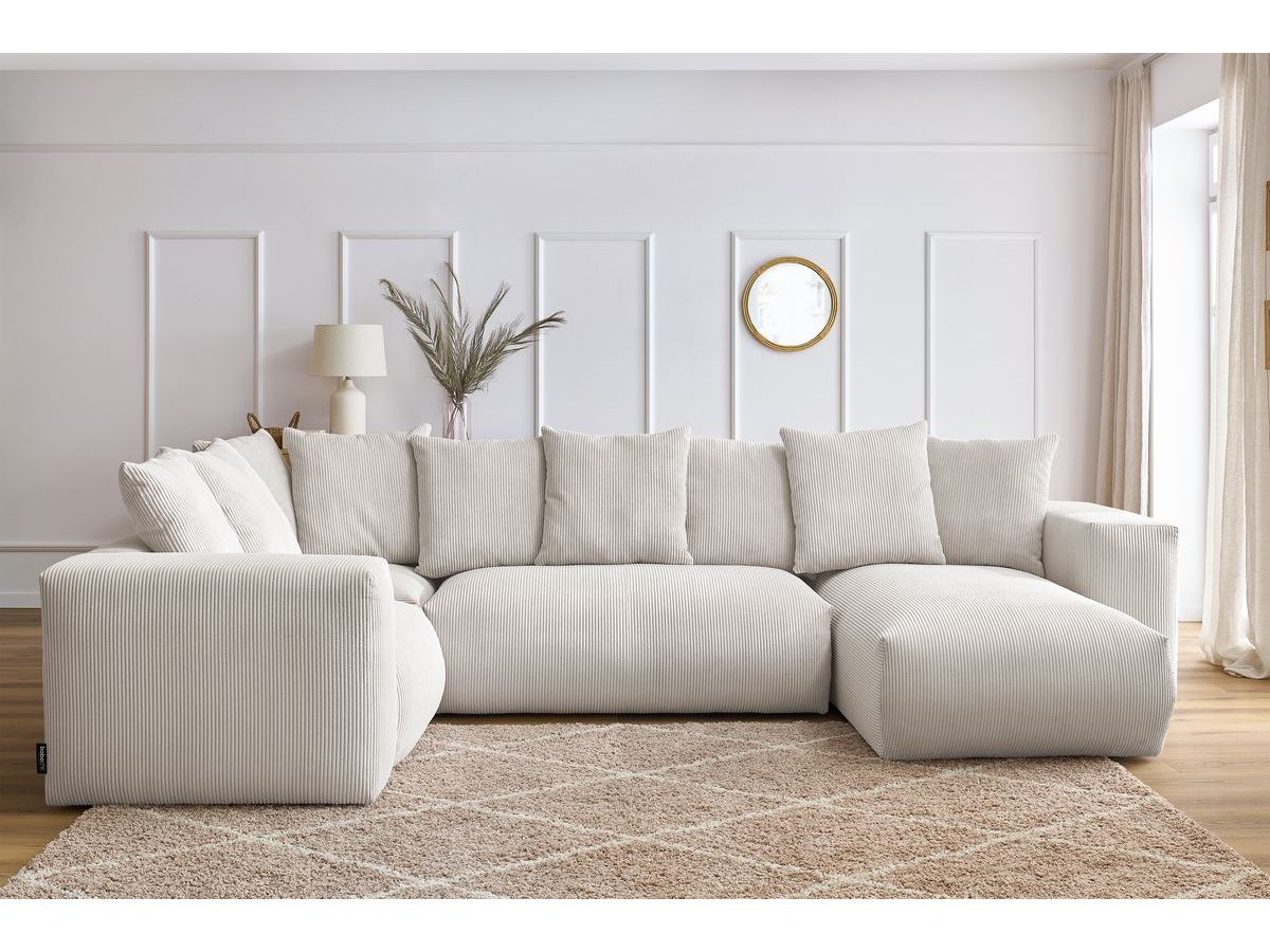 Bobochic Voltaire Wohnlandschaft 356 × 214 cm Cordsamt Beige Ecke rechts