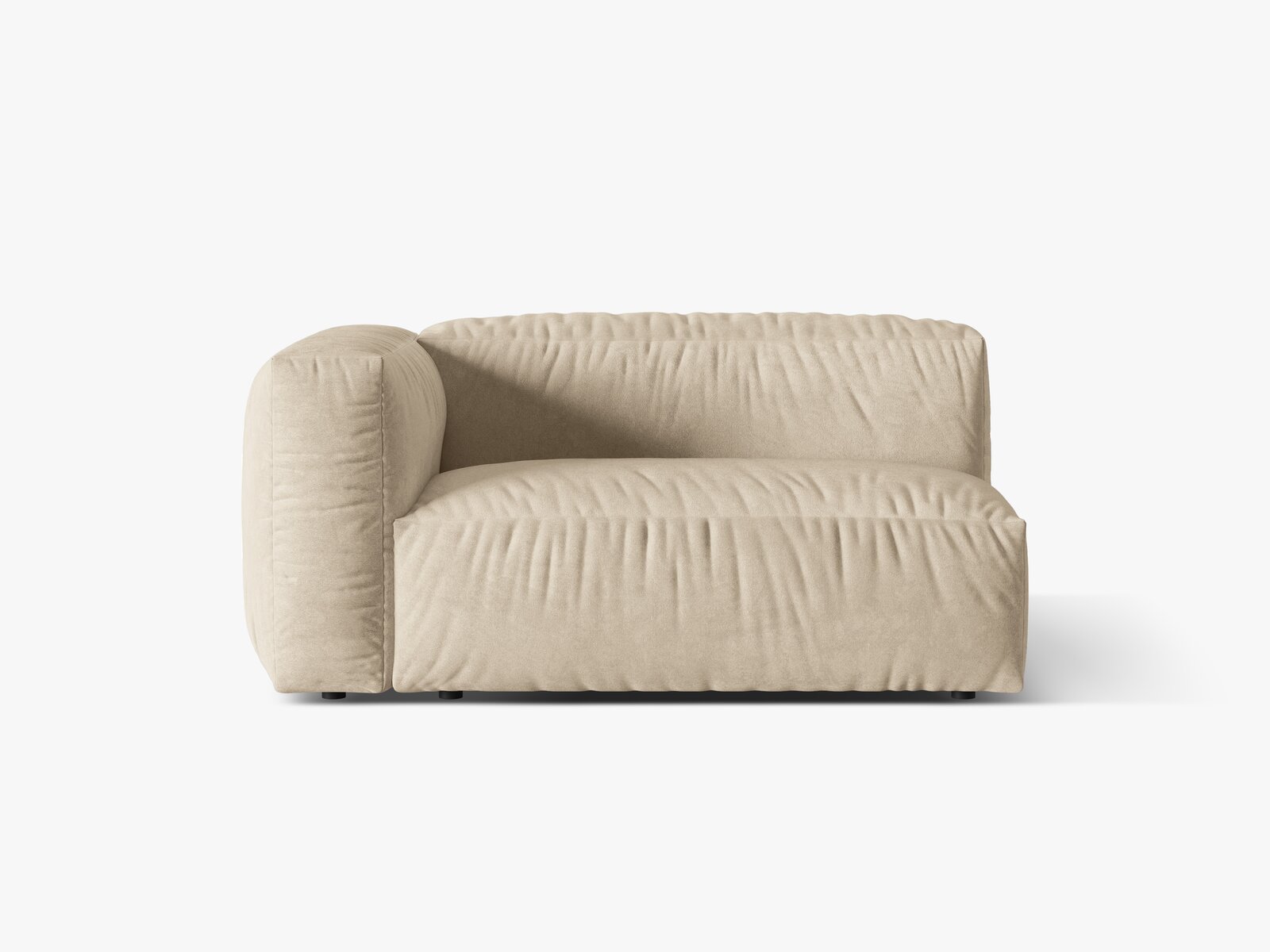 Micadoni Eckmodul Martina 1-Sitzer Groß Links Samt Vogue Helles Beige