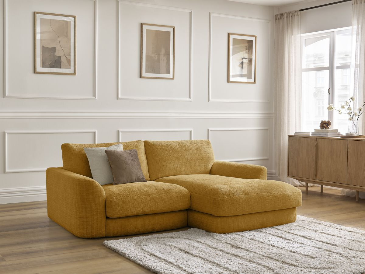 Bobochic Leonore Ecksofa Strukturstoff Gelb Ecke rechts