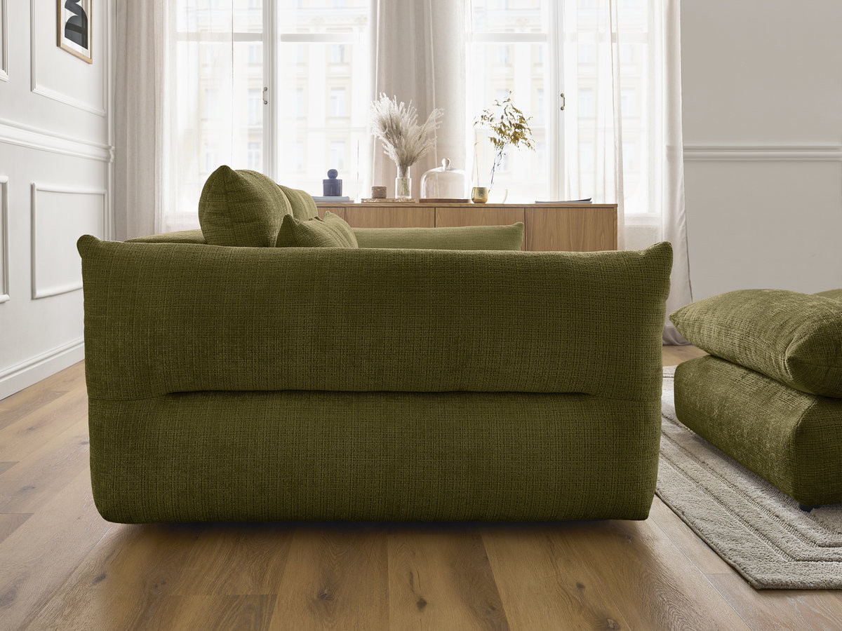 Bobochic Neil Sofa 3-Sitzer mit Pouf Strukturstoff Grün