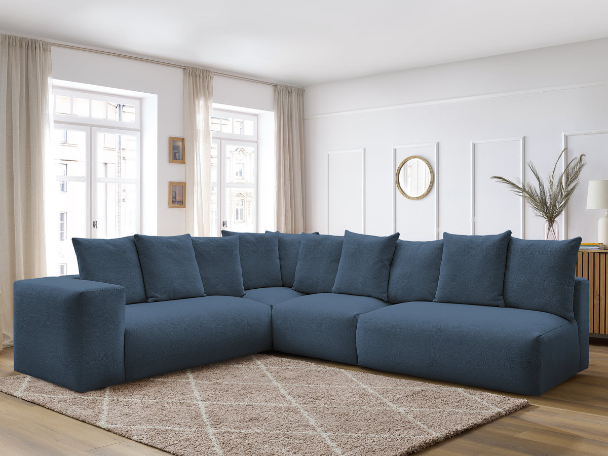 Bobochic Voltaire Ecksofa 322 × 268 cm Melange-Stoff Dunkelblau Ecke links