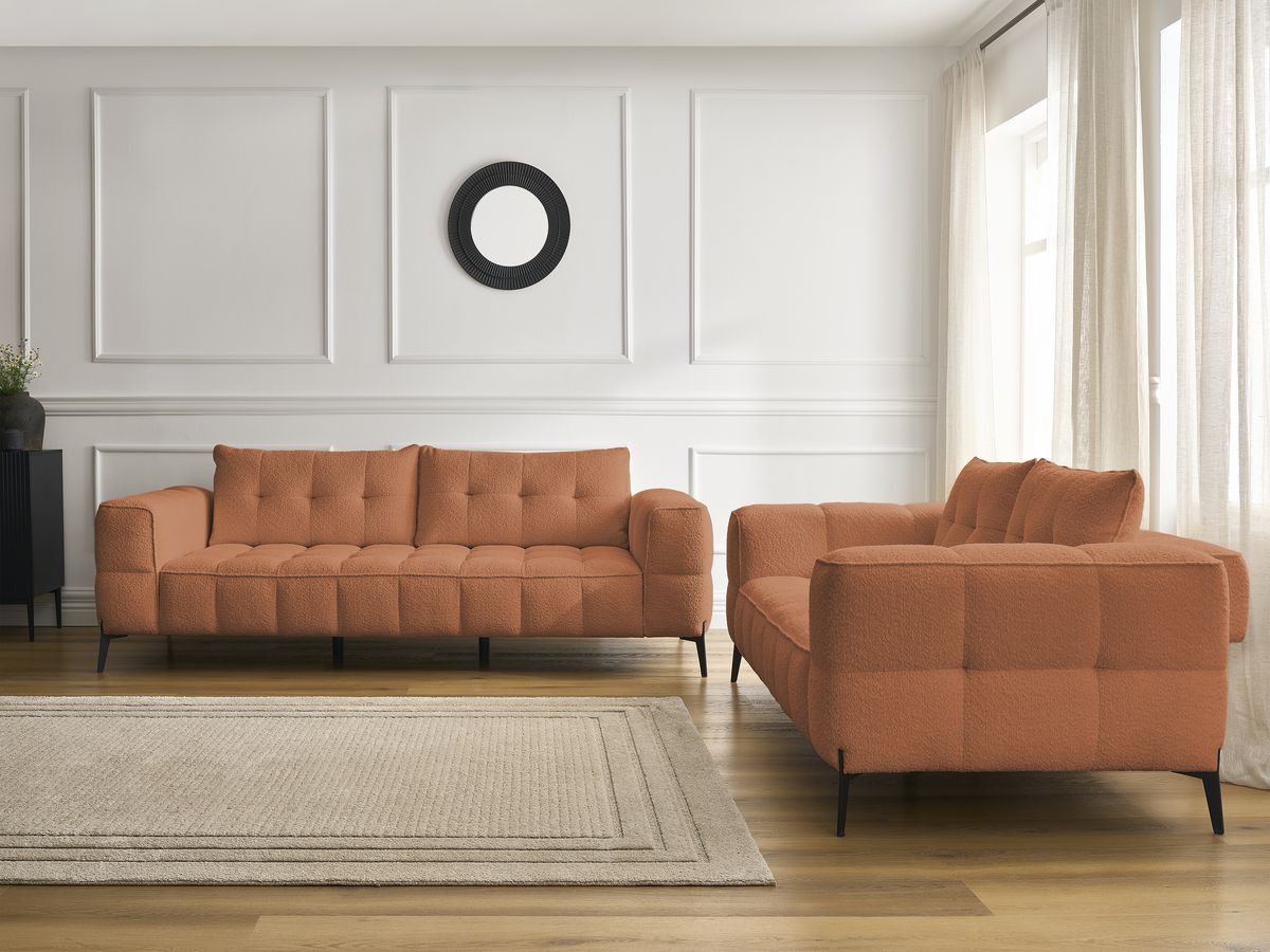 Bobochic Anis Sofa 5-Sitzer Bouclé-Stoff Orange